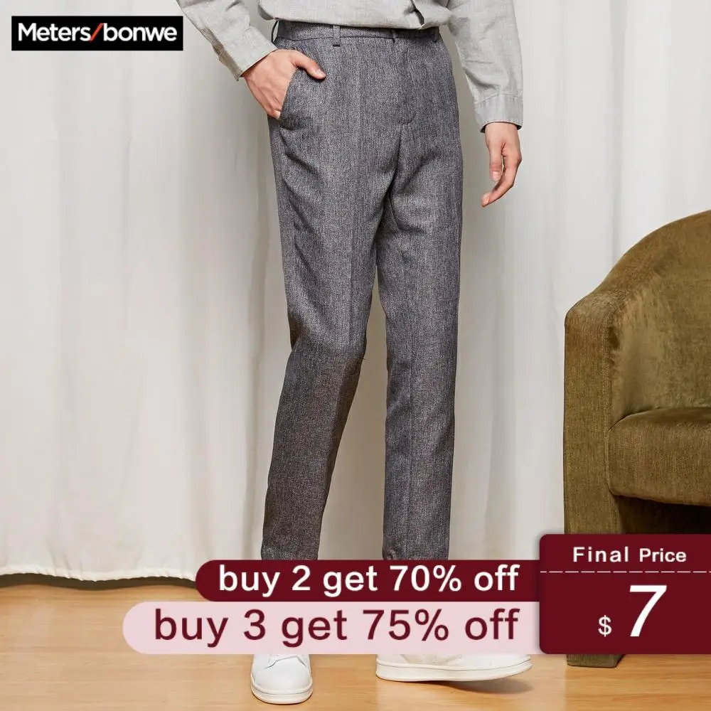 

Metersbonwe Men Smart Suit Pants New Spring Autumn Trousers Slim Fit Smart Casual Fashion Male Brand Trousers High Quality