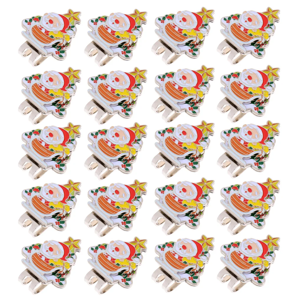 Premium 20 Pieces Santa Claus Magnetic Hat Clip Golf Ball Markers Golfer Christmas Gift Presents Golf Accessories