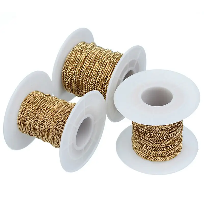 10 Yard /Roll Stainless Steel Rolo Link Chains Wide 1.5mm 2.0mm 2.2mm for Necklace Bracelet DIY Jewelry Making Findings |