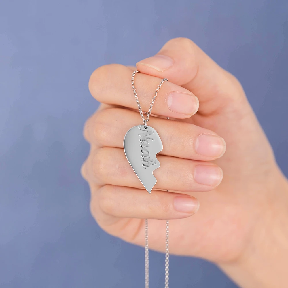 JewelOra 925 стерлингового серебра персонализированные BFF сердце ожерелье на заказ 2 названия письмо ожерелье лучший друг подарок ювелирные изделия