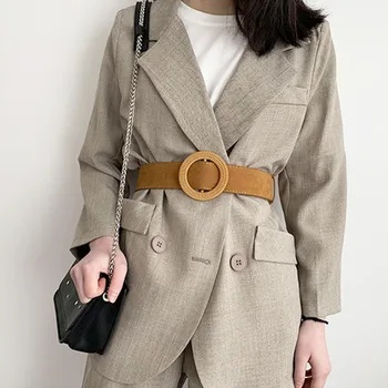 Fashion Wide Belt For Women All-match High Quality Suede Round Buckle Waist Strap Female Coat Dress Sweater Decorative Girdle 3