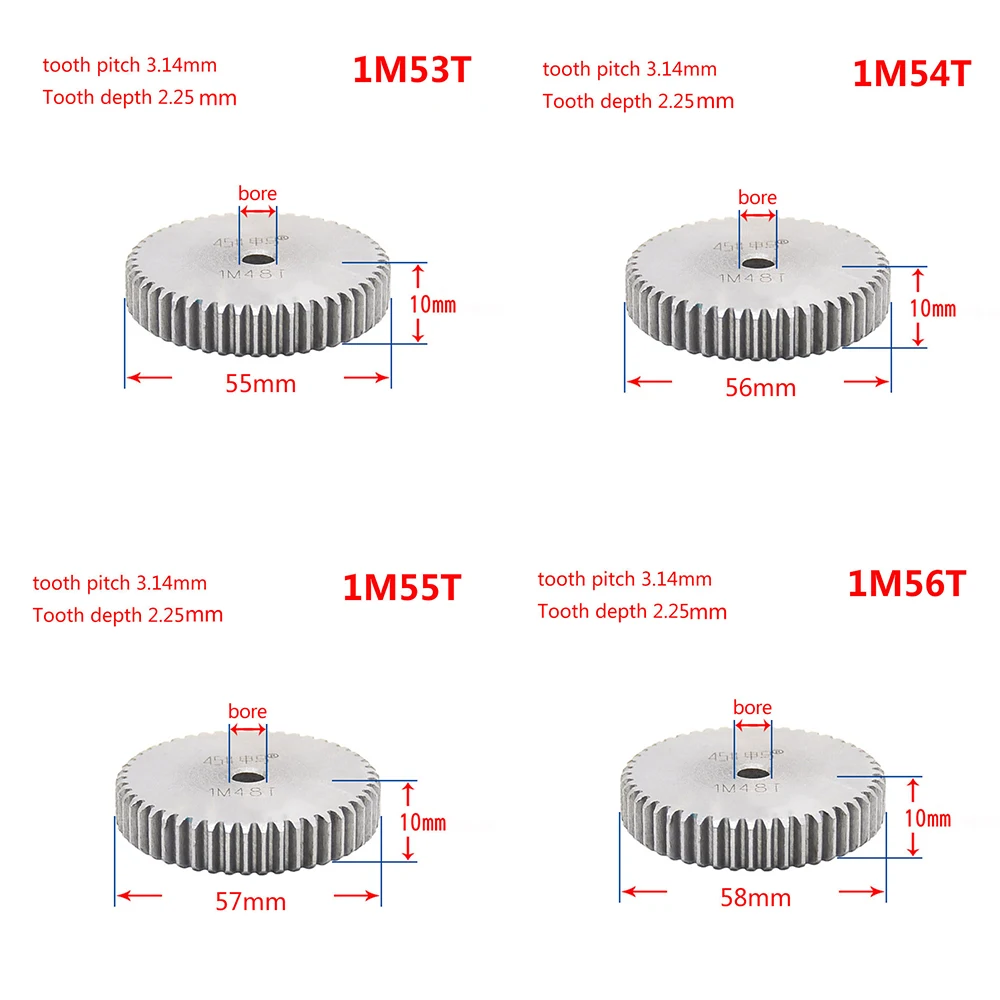 1 шт. 45# сталь Spur gear 1Mod 45 T-60 T Metal Moter gear 45 зуб-60 зубчатая шестерня