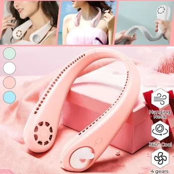 

2000mah Outdoor Hanging Neck Fan Leafless Mini Portable Fan USB Rechargeable Lazy Cooling Neck Fan Pocket Quiet Ventilator