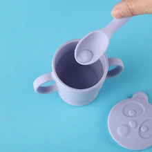 

Cartoon Siliconen Portable Double Handle Silicone Water Drinkware Toddler Learning Drinking Bottle 140ml Baby Feeding Cup No BPA