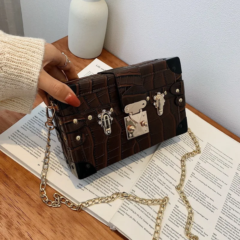 

Female Vintage Alligator Box Shoulder Crossbody Bag For Women 2020 Crocodile Pattern Leather Luxury Handbag Designer Ladies Hand