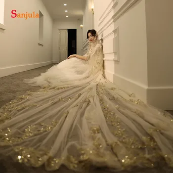 

Cathedral Long Wedding Veil with Full Appliques Gorgeous Wedding Hair Decorations One Layer Veils for Bridal V144