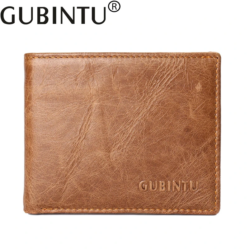 

GUBINTU 2019 New Cowhide Men's American Money Bag Wholesale Retro Leisure Leather Short Purse High-quality LEATHER Free Shipping