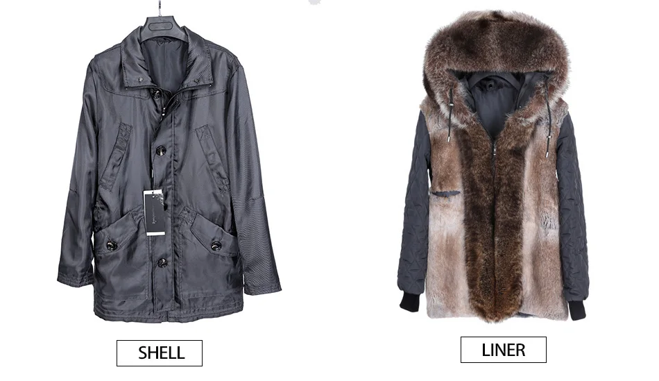 Luxury raccoon fur collar detail on men's coat – Vexaro