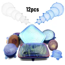 12 шт Силиконовые стрейч многоразовые крышки герметичные пищевые обертывания крышки сохраняют свежесть уплотнительная чаша эластичная обертка крышка кухонная посуда