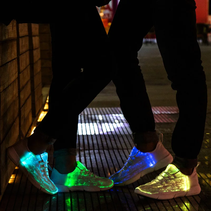 Size25-46 Fiber Optic Fabric Light Up Shoes 11 Colors Flashing Girls&Boys USB Rechargeable Luminous Sneakers with Light sports shoes kids sneakers kids shoes kids sports shoes