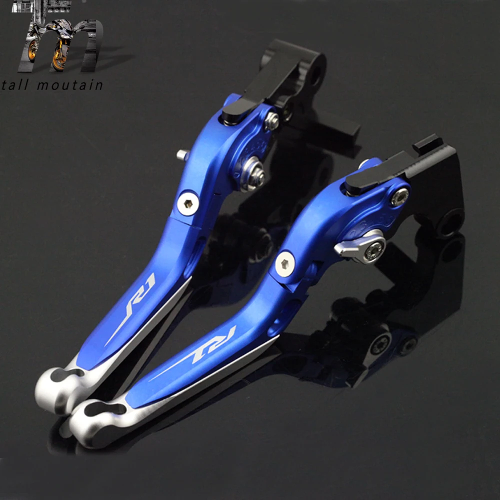 Тормозной рычаг сцепления для YAMAHA YZFR1 YZF-R1 2009- синий+ серебристый мотоцикл Регулируемый складной выдвижной логотип YZF R1