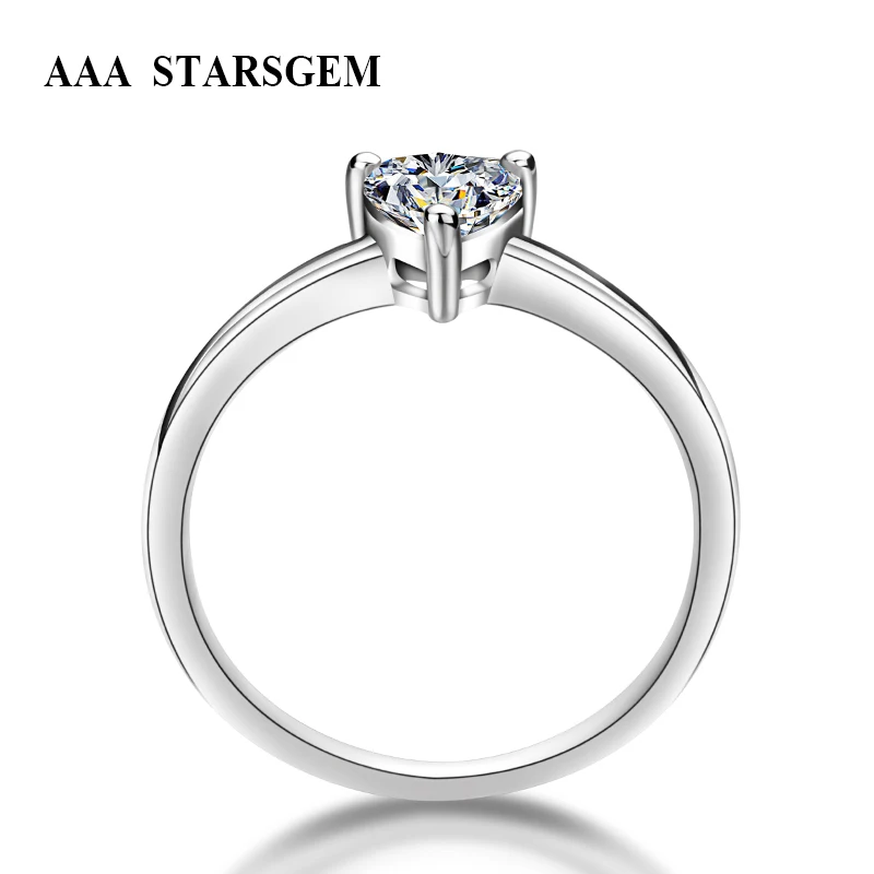 AAA Starsgem Вечерние Элегантные Роскошные кольцо из белого золота 18 карат 3 когти