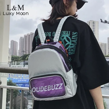 

2020 New Women Fashion Nylon Backpack Female Letter Travel Rucksack New School Bag For Teenager Girls Purple Green XA708H