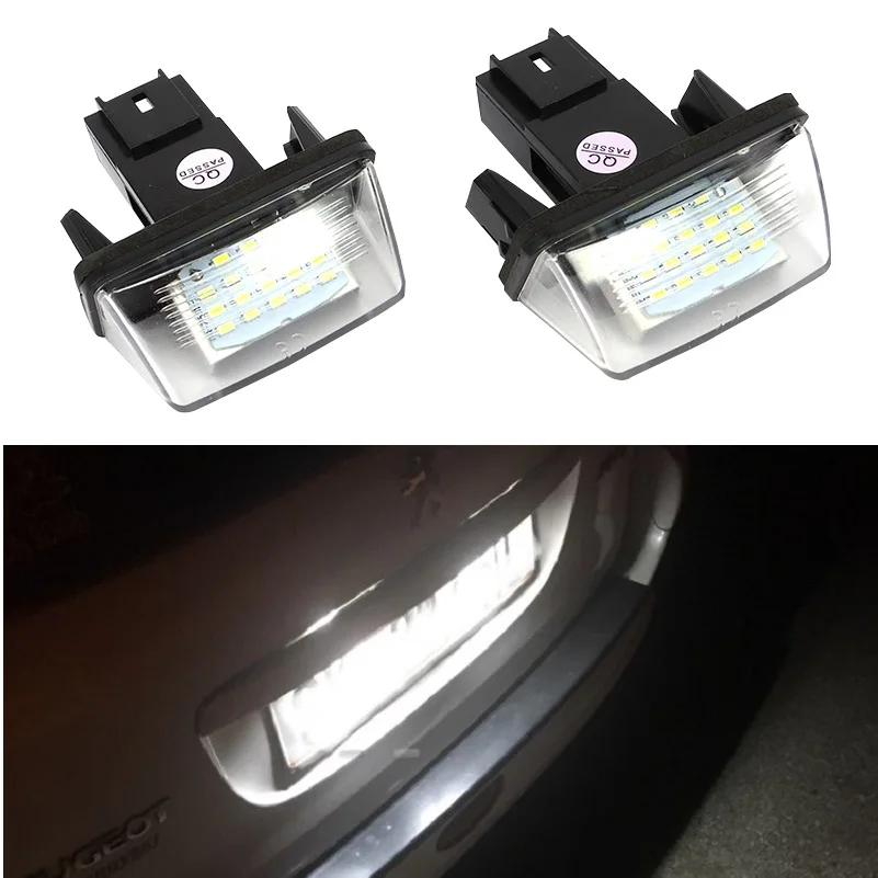 2 шт. светодиодный светильник номерного знака для Citroen C3 C4 C5 C6 Peugeot 206 207 307 308 6000K