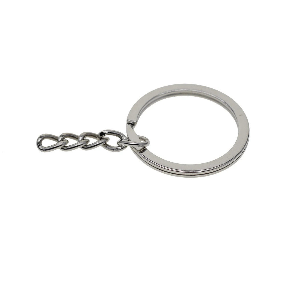 12pcs Split Ring Keychain Key Fob Connector 4 Link Chain Key Ring silver color DIY Home Car Key Chains Bag Parts Accessories