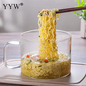 

1pcs 150x150x160mm Solid Transparent Glass Cooking Bowl With Handle Heat Resistant Salad Bowl Innovative Dessert Fruit Box