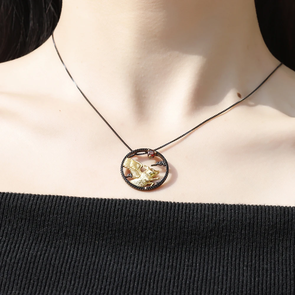 GEM'S балетное 925 пробы, серебро, натуральный красный гранат, ручная работа, свинка, рыцарский кулон, ожерелье для женщин, драгоценный камень, Зодиак, ювелирное изделие
