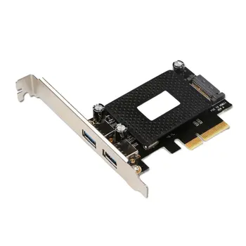 

PCI-E To 2 port USB 3.1 10Gbps PCIE Expansion riser Card PCI Express Adapter with 15 Pin SATA Power supply port ASM1142 Chip
