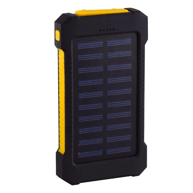 Солнечный внешний аккумулятор, водонепроницаемый 30000 мАч, солнечное зарядное устройство, 2 usb порта, Внешнее зарядное устройство, внешний аккумулятор для смартфонов Xiaomi, светодиодный светильник - Цвет: Цвет: желтый