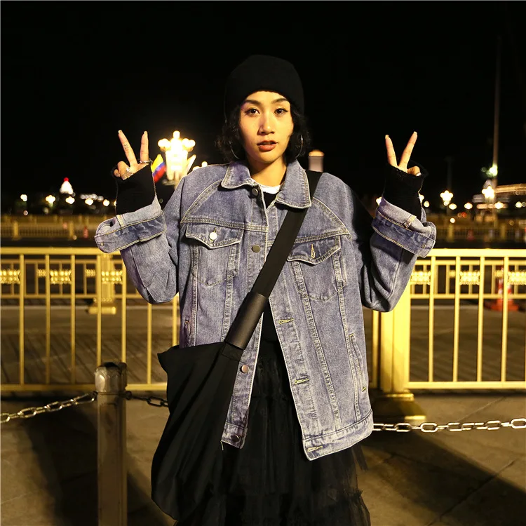 

I That Is Cowboy Control! Autumn Loose-Fit Versatile Washing Jeans Coat Classic Slimming Retro Light Blue Cowboy Shirt