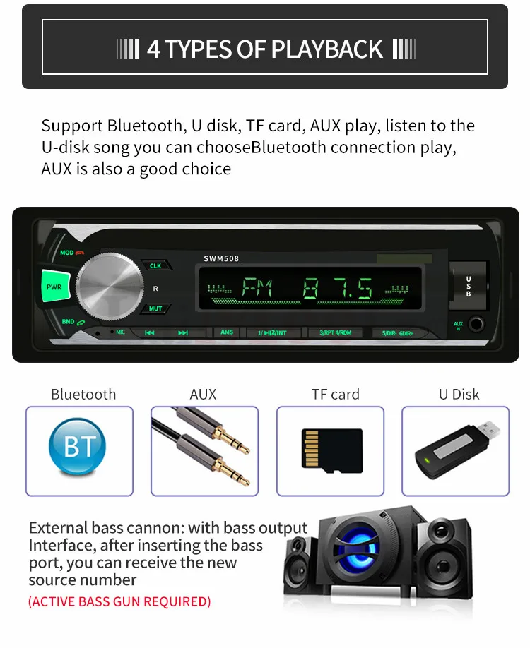 2019 One Din Car Radio Autoradio Stereo MP5 FM Bluetooth FMUSB1 Dinremote control Radio MP3 Audio Player 12V Car Audio Auto (7)