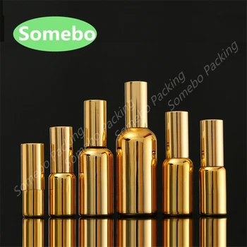 

200pcs/lot 10ML 15ML 20ML 30ML 50ML 100ML Gold Glass Perfume Bottle With Aluminium Mist Spray Cosmetic