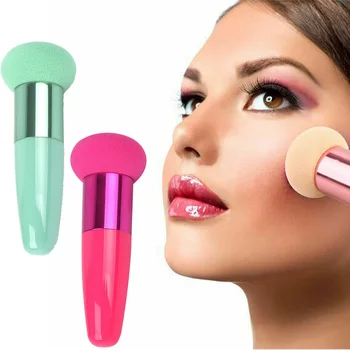 

1pcs Round Mushroom Head Puff Liquid Foundation Sponge Beauty Cosmetic Powder Puff with Smooth Handle Face Make Up Tools