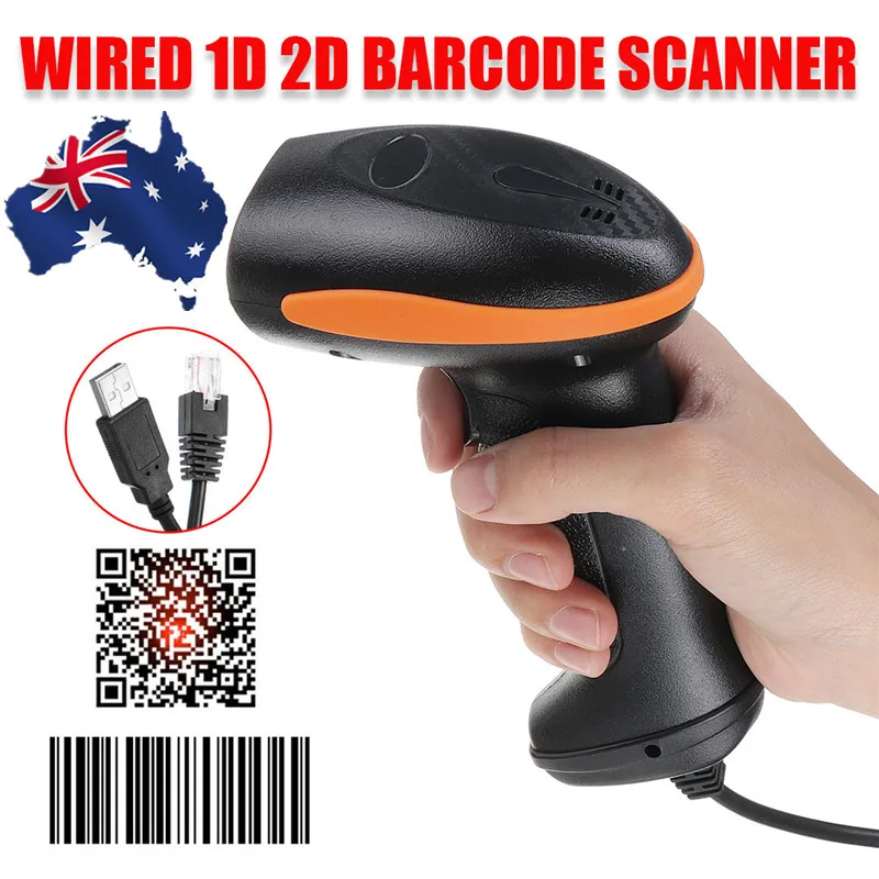 Leitor de Código de Barras Handheld do Leitor do Código de Barras do Varredor Handheld do Código de Barras do Laser com Fio qr do Código de Barras do Varredor 2d – 1d