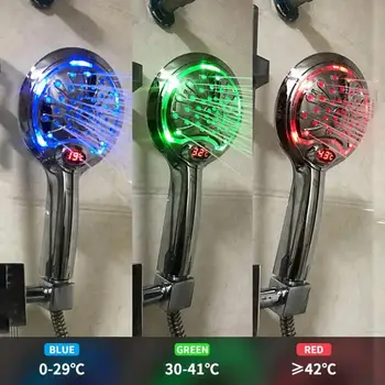 

Handheld Shower Head ABS Digital LCD Display Temperature High Pressure Booster Water Saving Bathroom Sprinkler Accessory