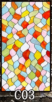 Индивидуальный размер, стеклянная наклейка, элктростатическое Европейское церковное витражное окно с рисунком, Тонировочная пленка для дома, офиса, ресторана, 60 см x 100 см - Цвет: C03