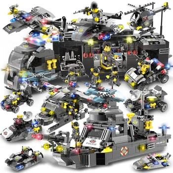 

SWAT City Police Fire Station Building Blocks Set Compatible Legoing Technic Truck WW2 Military Bricks Toys For Children Boys