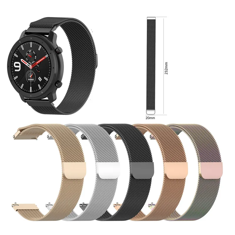 20mm Metal Milanese Loop Wrist Strap For Xiaomi Huami Amazfit GTR 42mm Bracelet Band Bip lite Youth Watchband | Электроника