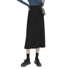 Весна и осень стиль драпированная эластичная высокая талия трикотажная плиссированная юбка женская Повседневная средней длины трикотажные юбки для студентов NS1771