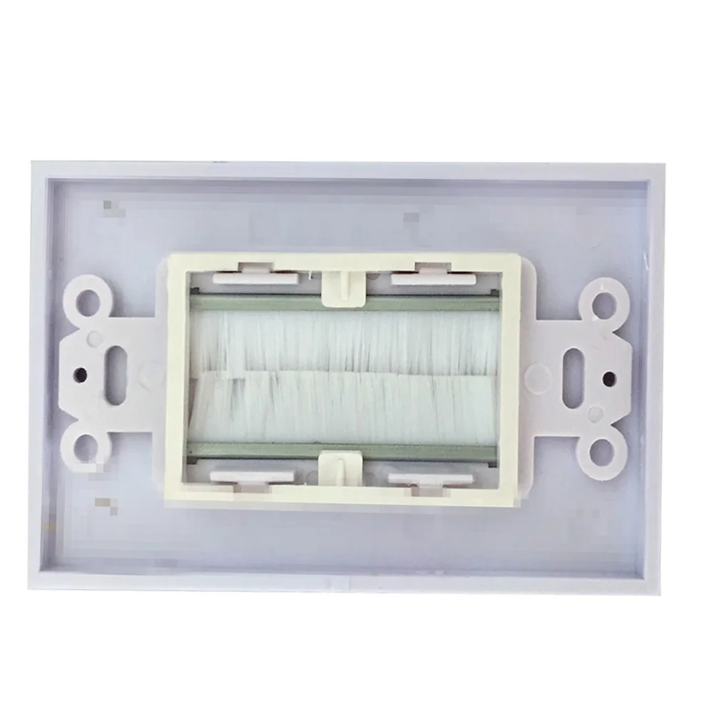 Insert Cover Panel Durable White Anti Dust Cable Pass Through ABS Home Easy Install Single Gang Wall Socket Brush Plate