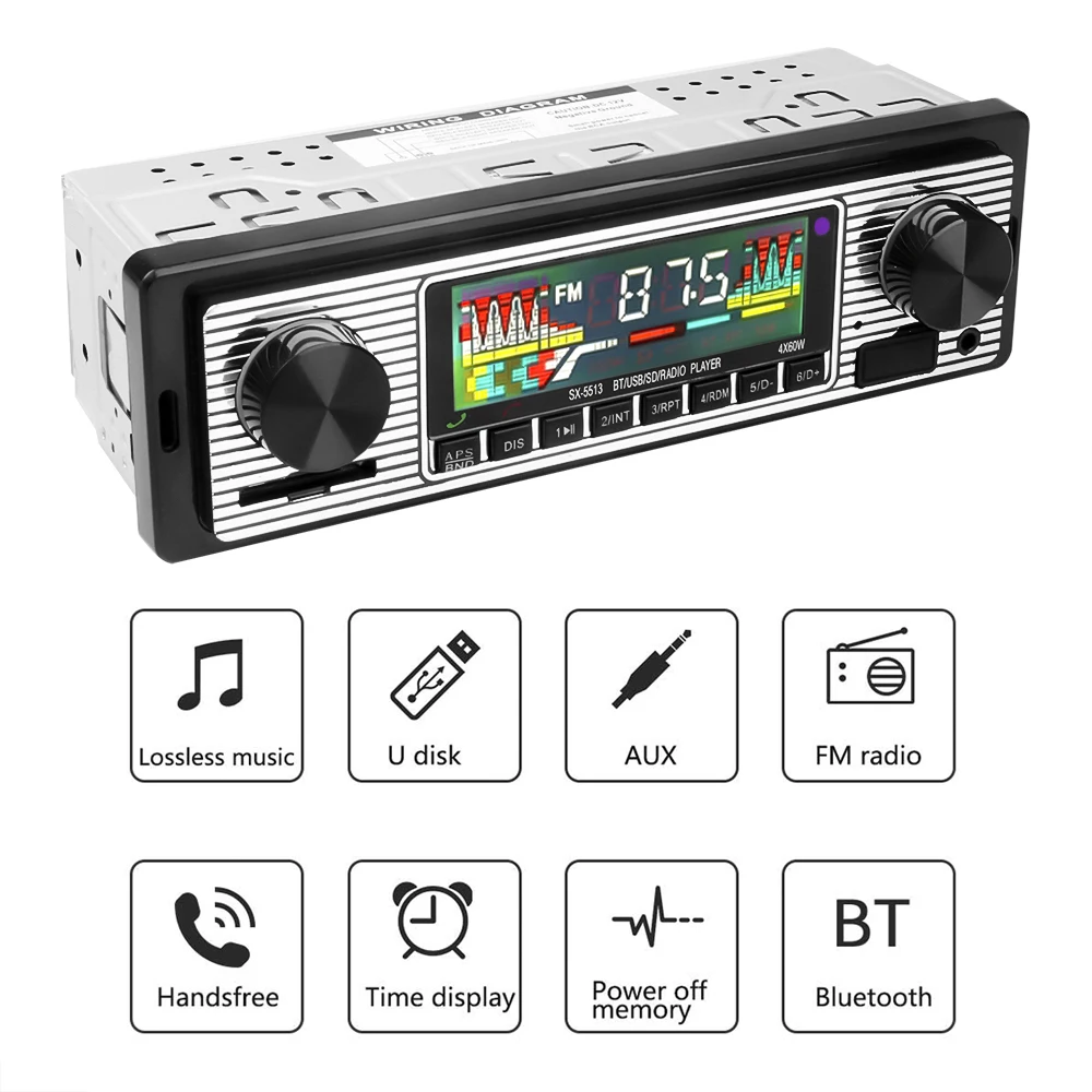 Auto Car Radio Bluetooth Stereo Audio Vintage Wireless MP3 Multimedia Player AUX USB FM 12V Classic For | Автомобили и мотоциклы