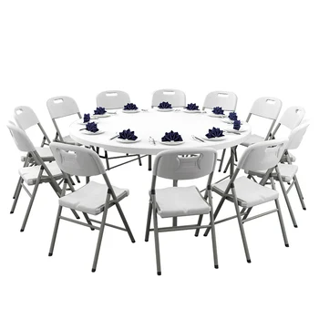 

clearance!\Folding Round Table Home Simple Big Round Table 10 People Foldable Dining Table Dining Table Outdoor Dining Chair