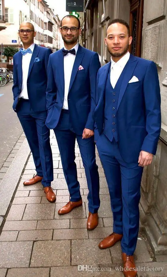 Blue suit for wedding groom Clearance