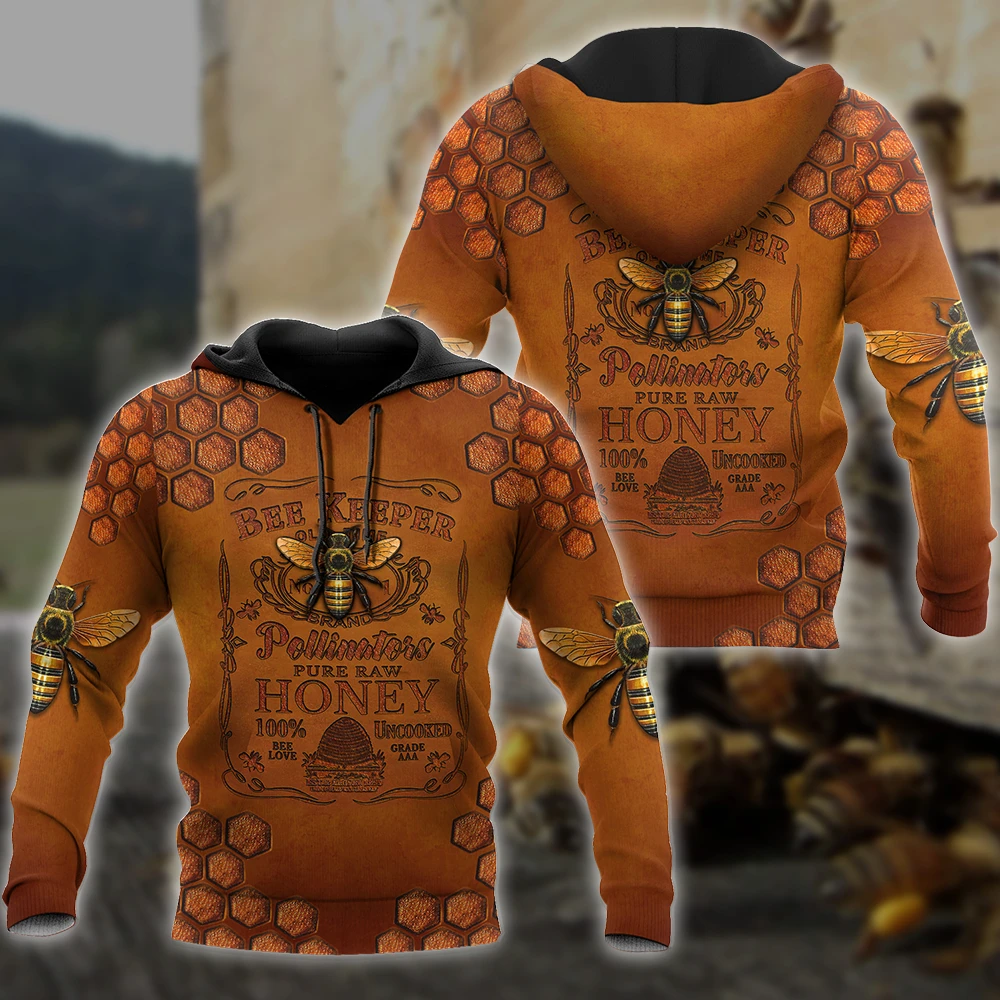 New Fashion Retro Hoodies Beautiful Bee Keeper 3D Printed Hoodies Unisex Zip Hoodies Casual Harajuku Streetwear DYI302