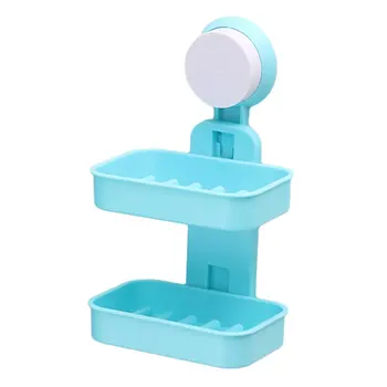 

Bathroom Strong Electrostatic Suction Cup Soap Box Bathroom Large Double Drain Soap Box Soap Dish Drop Shipping Sale