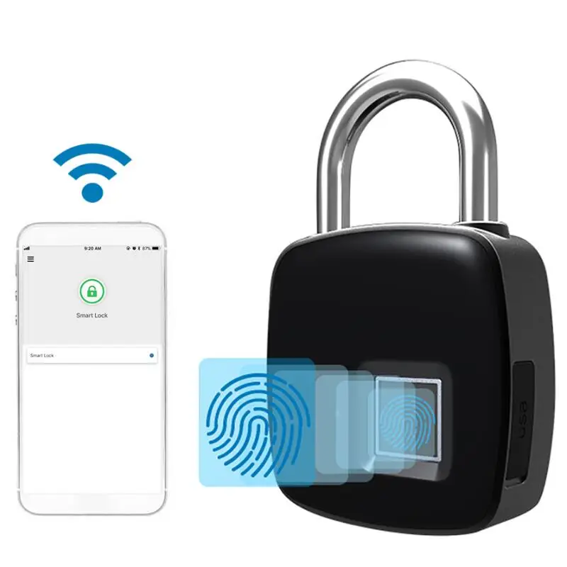 

Rechargeable Smart Lock Keyless Fingerprint Lock Waterproof Anti-Theft Security Padlock Door Luggage Case electronic Lock FLP3