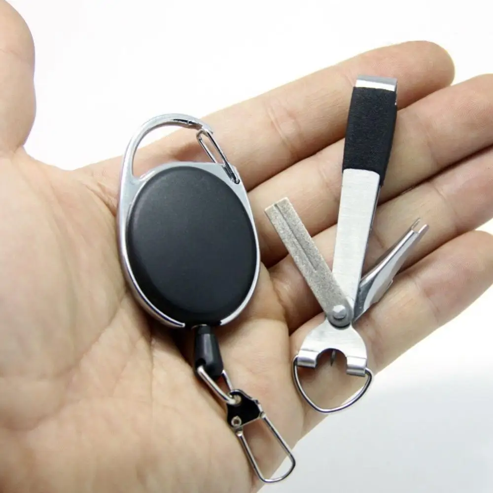 

Fishing Quick Knot Line Cutter Hook Sharpener Tying Tool with Retractable Buckle