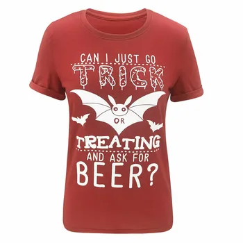 

Halloween 2019 Fashion Women Costume Short Sleeve Tops Bat Ghost Letter T-shirt Tee Shirt Outwear Loose Causal T-shirt Halloween
