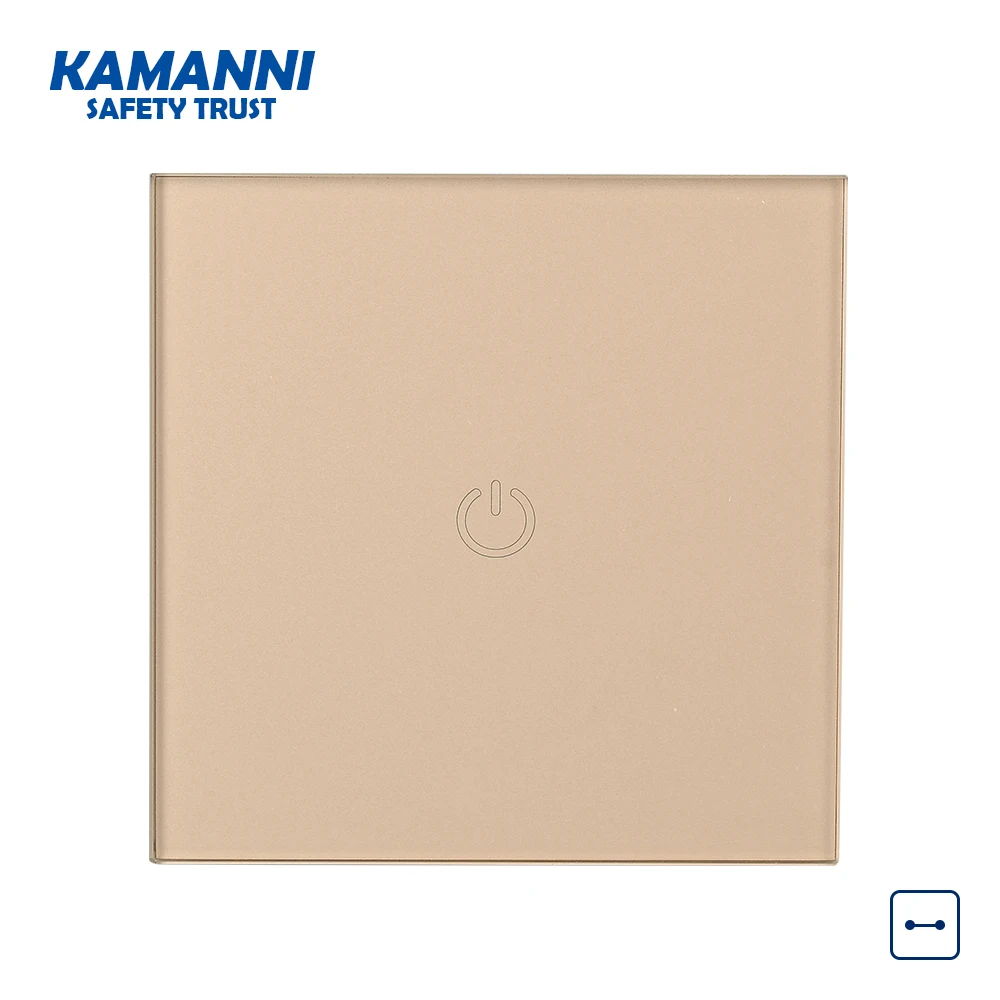 Kamanni стеклянный сенсорный смарт-переключатель 1 комплект 1way 100 v-240 v настенный переключаемый светодиодный светильник ed светильник переключатель панель сенсорная кнопка экран - Цвет: Gold-1 gang