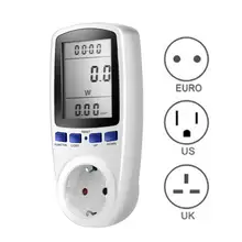 Wattmètre, prise de courant, Kwh, 220V, affichage numérique LCD, mesure la puissance, analyseur, Type EU US UK 