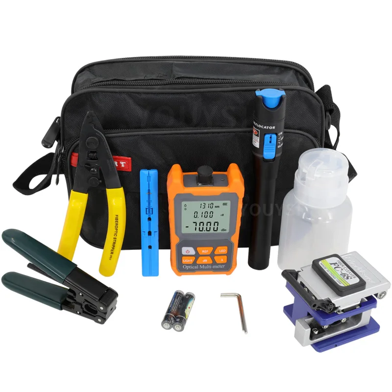 

Набор для оптического волокна FTTH ящик для инструментов сумка мини оптический измеритель мощности 30kmTester устройство для зачистки волоконного Кливера резак для кабеля лазерная указка