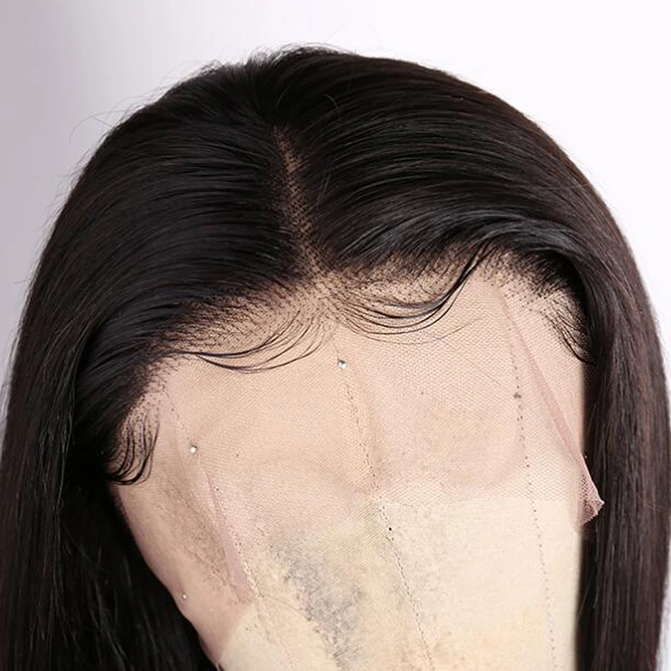 Alisky волосы перуанские человеческие волосы парик для женщин 13*4 прямые кружевные передние парики с предварительно сорванные Детские волосы натуральный цвет волосы remy