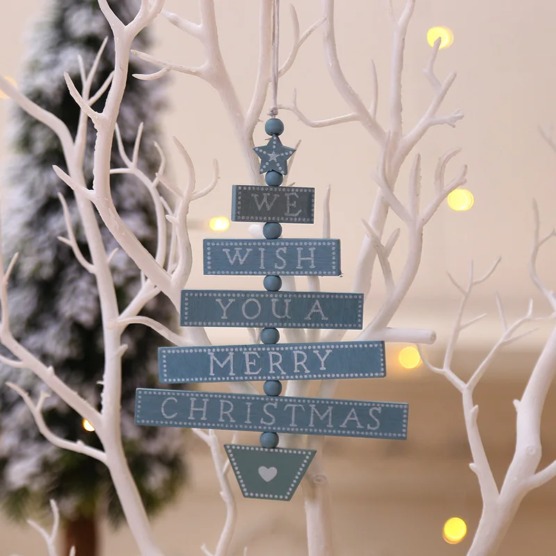 Санта-Клаус, новогодний декор из натурального дерева, рождественские украшения на дверь, дерево, Подвесные Подарки, Рождественский Декор, вечерние украшения для дома, 62408 - Цвет: D