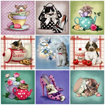

EverShine Diamond Full Square Cat Cross Stitch Diamond Embroidery Sale Cartoon Rhinestones Art Hobby Gift Home Decor Decoration