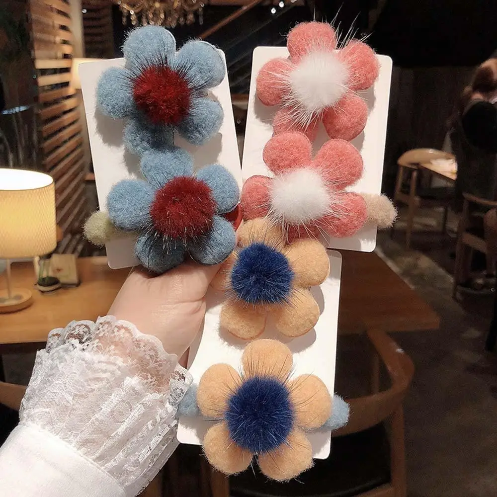 

1Pcs Hair Rope Elastigirl Womens Ponytail Holders Plush Flower Hair Ring Elastic Hair Accessories Rubber Women Girls Headdress