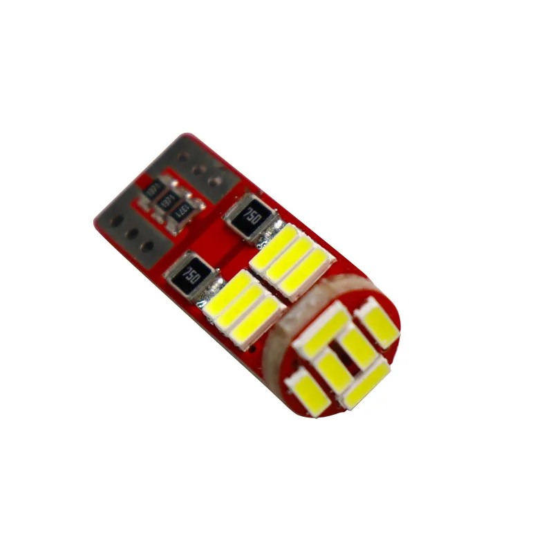 100 шт. Освещение номерного знака автомобиля T10 18 SMD 4014 без полярного 1,2 Вт 168 W5W сигнальная лампа парковочный номер лампы белый красный розовый 12 В